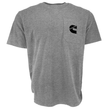 CUMMINS Unisex T-Shirt Short Sleeve Sport Gray Pocket Tee  - Small CMN4752